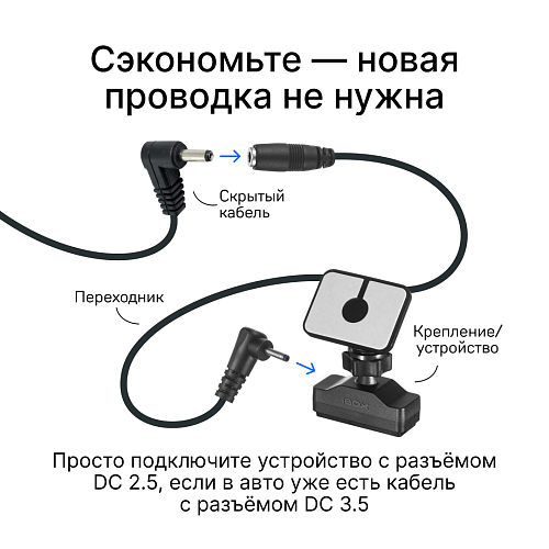 Кабель питания для автомобильных видеорегистраторов, комбо-устройств, радар-детекторов iBOX Adapter Power Cord R-C