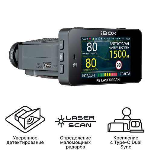 Видеорегистратор с сигнатурным радар-детектором iBOX F5 LaserScan WiFi Signature Dual